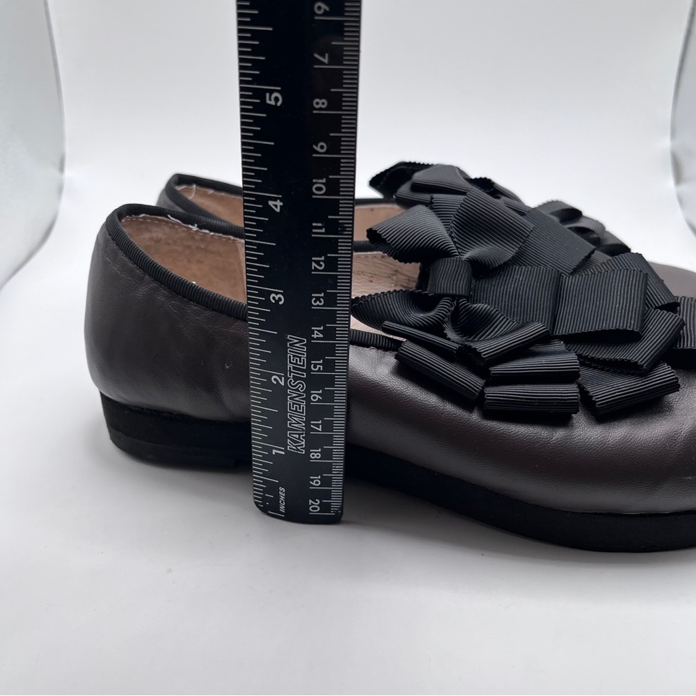 All Black flats bows point toe leather women’s size 38.5 US 8 edgy quite luxury - Picture 6 of 13